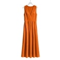 thumbnail image 4 of Puyaiuu Women Slimming V Neck Sleeveless Solid Maxi Dress With Side Pockets Casual Daily Sundress Orange M Gift, 4 of 6