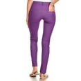 thumbnail image 3 of Women's Stretchy Slim Jeggings with 5 Pockets Cotton Blend, Purple 2X-Large, 3 of 3
