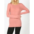 thumbnail image 4 of A2Y Women's Junior Slim Fit Solid Cotton Long Sleeve Crew Neck Top T-Shirt Dusty Rose L, 4 of 5