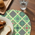 thumbnail image 3 of Bohemia Round 13 Inch Placemats Set of 8, Vintage Country Farmhouse Boho Style Light Green HeatResistant Non Slip Place Mats for Dining Table, Wipeable Braided Kitchen Table Mats for Housewarming, 3 of 9