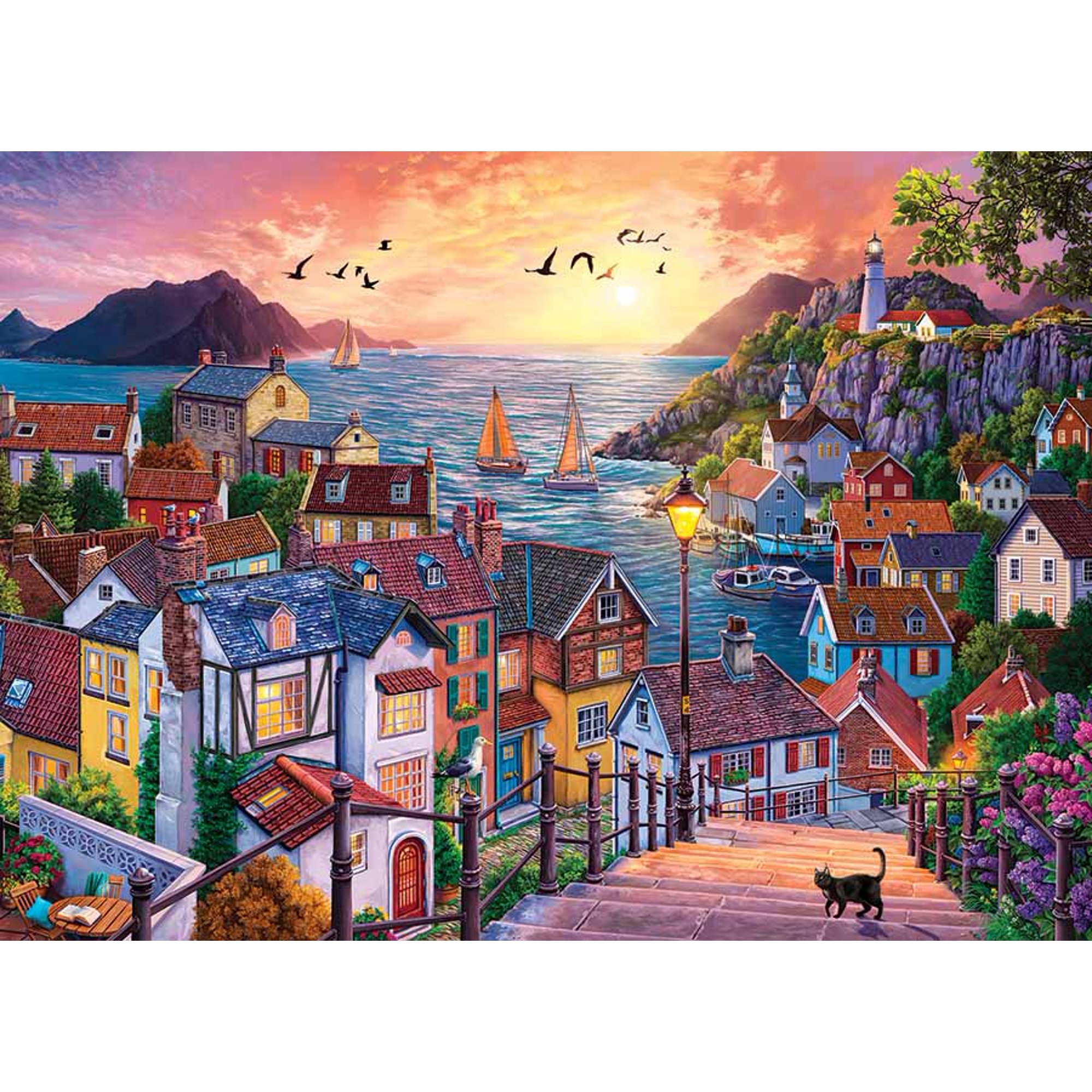 UPC 625012402842 - Coastal Town at Sunset | upcitemdb.com
