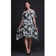 thumbnail image 4 of Bimba Grey Tie-Dye Printed Womens Ruffle Front Cold Shoulder Swing Shift Dress - Large, 4 of 6