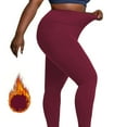 thumbnail image 5 of ManxiVoo Plus Size Thermal Fleece Lined High Waist Leggings with Convenient Pockets for Winter Workouts and Yoga Practice XL Size Red, 5 of 7