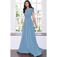 thumbnail image 3 of KOH KOH Long V-Neck Flowy Cap Short Sleeve V-Neck Bridesmaid Wedding Guest Party Formal Summer Sundress Tall Gown Maxi Dress Dresses For Women Pastel Blue Medium US 8-10 NT074, 3 of 6