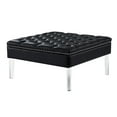 thumbnail image 2 of Amer Black Leather PU Ottoman - Oversized Button Tufted, Silver Nailhead Trim, Clear Acrylic Legs, 2 of 7
