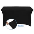 thumbnail image 4 of LUSHVIDA 6ft Stretch Spandex Table Cover- Rectangular Fitted Stretchable Wrinkle Resistant Elastic Tablecloth for Party, Wedding, Banquet, Black, 1 Pack, 4 of 6