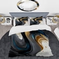 thumbnail image 2 of Designart "Monochrome and Gold Liquid Blend IV" Modern Bedding Covert Set - Abstract Liquid Ink Black Abstract Bed Set With 1 Sham, 2 of 6