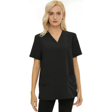 

Bosleng Women s Scrub Tops Soft Stretch V-Neck Tailored Fit Workwear 2 Pockets Anti-Wrinkle Shirt