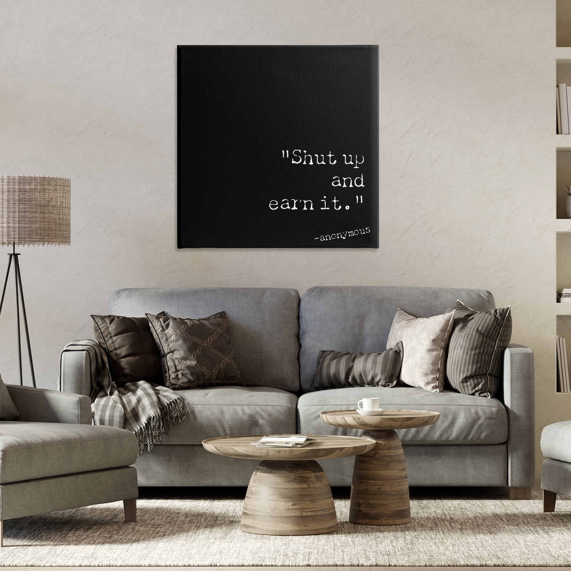 Stupell Industries Shut Up And Earn It Text & Numbers Painting Wrapped Canvas Art Print Wall Art, 30 x 30