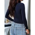 thumbnail image 5 of Women'S Long Sleeve Going Out Tops Pleated Basic T Shirts Cute Sweetheart Neck Y2K Fall Tops Dark Blue S, 5 of 8