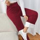 thumbnail image 3 of Women's fleece-lined warm wide-leg pants, comfortable, soft, loose, casual, high-waisted, straight-leg sports pants White XXL, 3 of 4