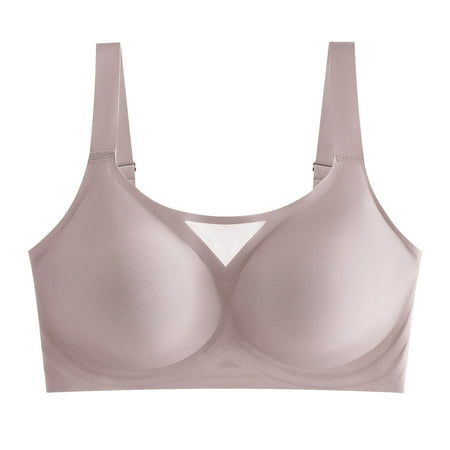 BYHONG Women s Solid Color Ice Silk Backless Bra Side Support Wireless Lifting Adjustable Hook and Buckle Bras for Women Soft Everyday Bra Grey L