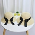 thumbnail image 7 of Women,Little Girls Straw Sun Hat Summer Beach Cap Foldable Visor Floppy Hats Wide Brim with Bowknot, 7 of 7
