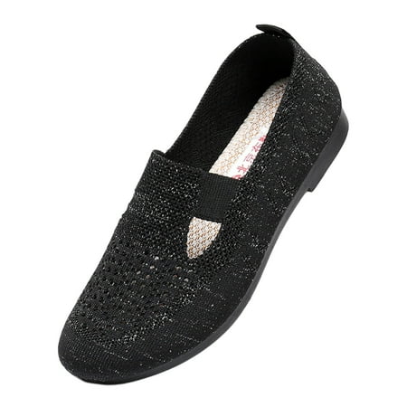 

Fesfesfes Black Dress Shoes for Women Almond Toe Fashion Ventilate Casual Round Head Comfy Casual Shoes 39(7)
