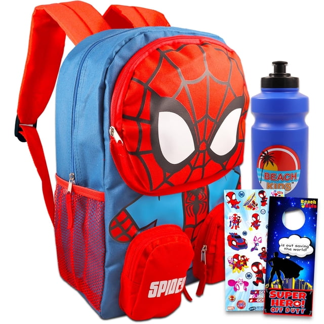 Mochila Marvel Spiderman 16 para niños con pegatinas y botella