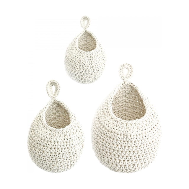 Cesta de pared de yute para cebollas, 3 piezas, cestas de frutas y verduras, cestas de pared bohemias para Blanco