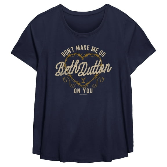 Women's Yellowstone Don't Make Me Go Beth Dutton Barbwire Heart  Graphic T-Shirt