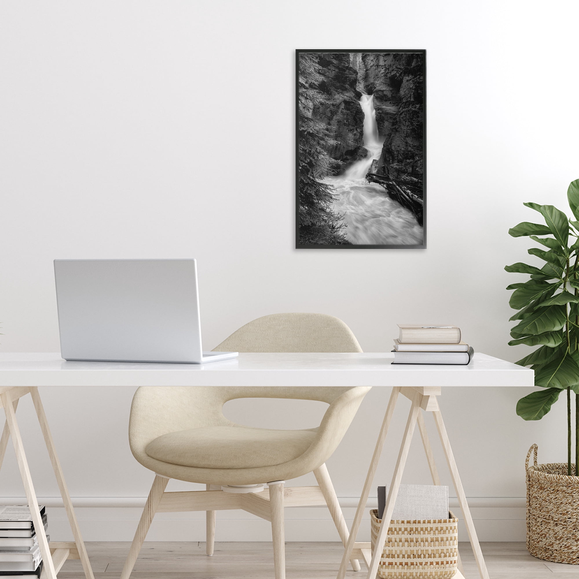 Stupell Industries Banff National Park Waterfall Black Framed Giclee Art, design by Jon Evan