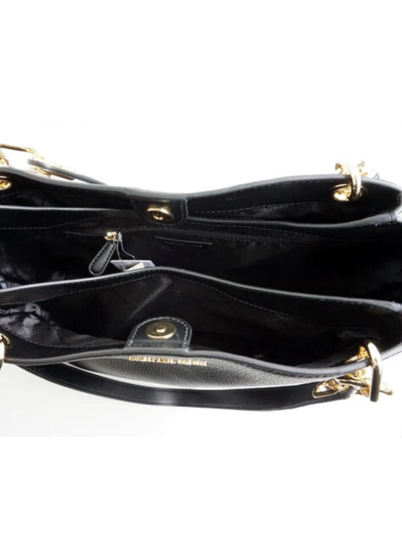 Michael Kors Black Pebbled Leather Trisha Large Tote with Triple