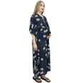thumbnail image 4 of Bimba Moms Kimono Sleeve Blue Maternity Kaftan Drawstring Maxi Dress-22, 4 of 6