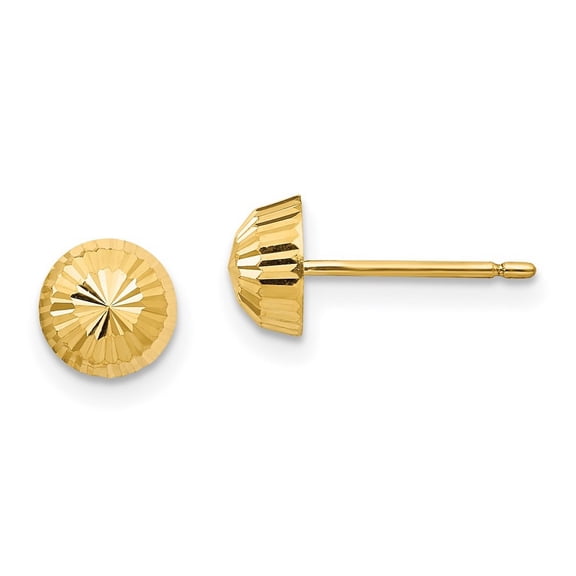 14k Yellow Gold Polished and Sparkle-Cut Swirl 6mm Ball Post Earrings - .4 Grams - Measures 6x6mm