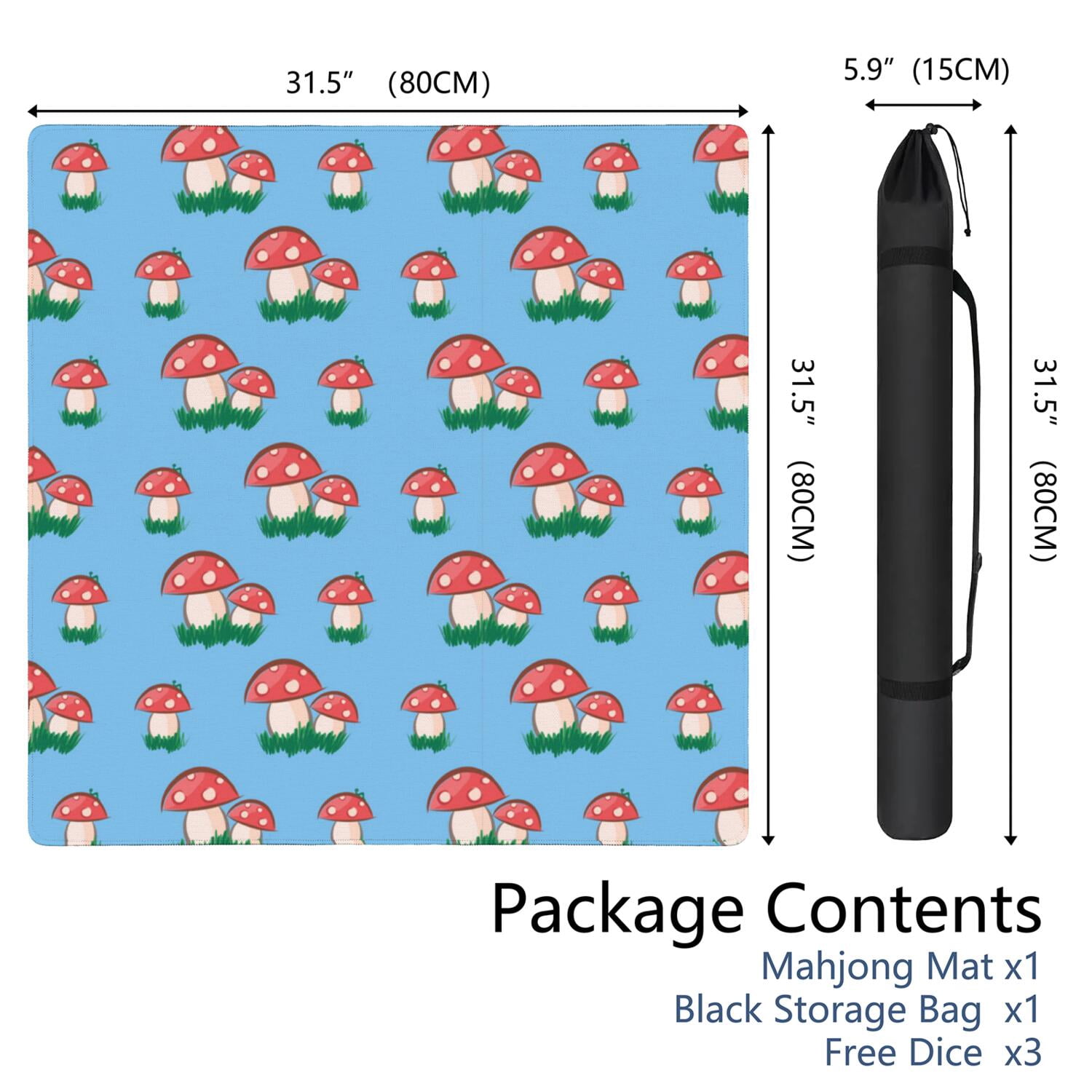 Large Square Plants Style Mahjong Mat 31.5x31.5 Inches Crafted from Durable Rubber Featuring Anti-Slip Grip Surface and Noise Dampening Technology for Multi-Game Use