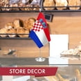thumbnail image 6 of G128 Croatia Croatian Deluxe Desk Flag Set | 8.5x5.5 In | Printed 300D Polyester, with Silver Dome and Base, 15" Metal Pole, Decorations For Office, Home and Festival Events Celebration, 6 of 8