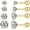 Gold Round CZ, variant on 4 Pairs Screw Back Surgical Stainless Steel Stud Earrings, Gold Plated Silver Heart Star Square Princess Cut Round CZ Cubic Zirconia Stud Earrings Set