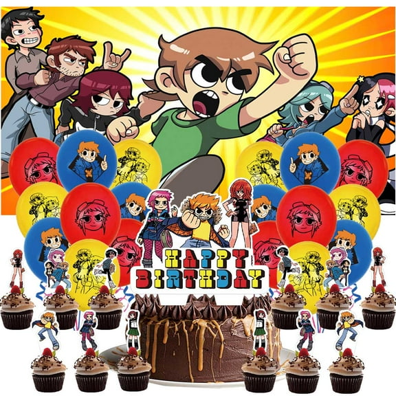 Scott Pilgrim Party Supplies Latex Balloons Decor Banner Backdrop Kit Birthday Decorations