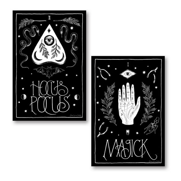 Gango Home Decor Eclectic All Hallow's Eve I & II by Sara Zieve Miller (Printed on Paper); Two 12x18in Unframed Paper Posters