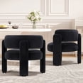 thumbnail image 2 of AFO Modern Barrel Accent Chair Set of 2, Reading Armchair with 3-Leg Base, 7.5" Thick Cushion Club Chair for Living Room Bedroom, Black, 2 of 8