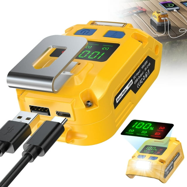 Inversor de Energía LIVOWALNY 100W Cargador USB-C para Dewalt 20V