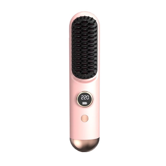 2026 Hair Straightener Brush, Cordless Hair Straightener Brush for Short Hair, Mini Portable Straightening Hair Comb Brush with 4 Temps Fast Heating for Women, Travel Size Hair Styling Tool
