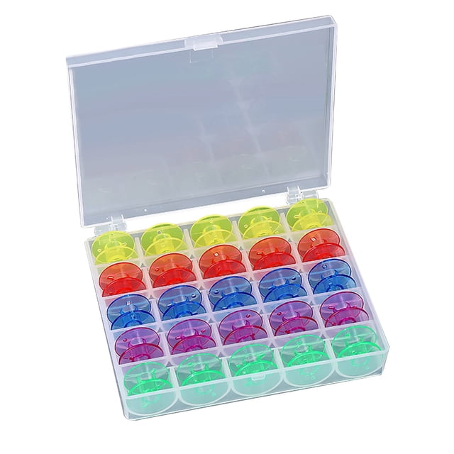 Tyeign Colorful/Clear 25 Bobbins Organizer, Machine Storage Case Spool Bobbin Box Sewing - Durable Plastic Material, Clear Compartments, Easy Storage And Retrieval, Essential Sewing Accessory