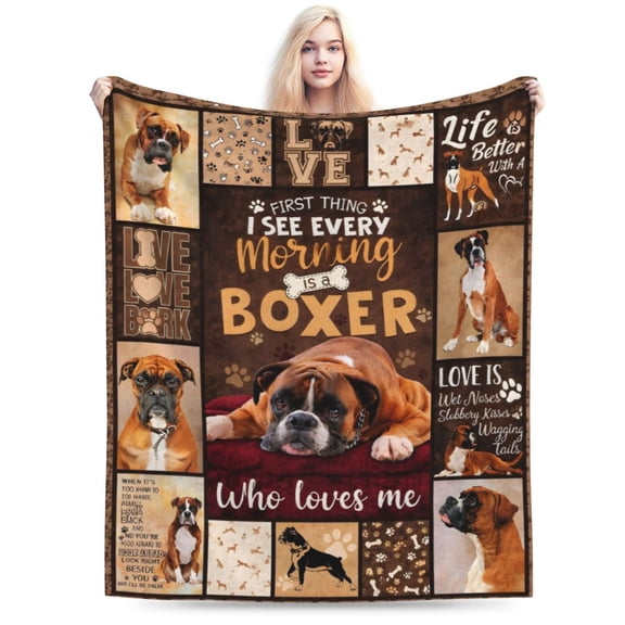 Boxer Dog Blanket Cute Puppy Throw Blanket Super Soft Flannel Throw Blanket Lightweight Fluffy Plush Fuzzy Bed Blanket for Cute Pet 50x40