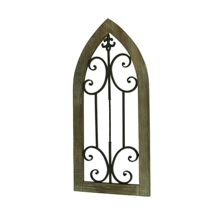 Princess Scroll Wall Hanging - Wood and Metal Scroll Architectural Window Wall Hanging