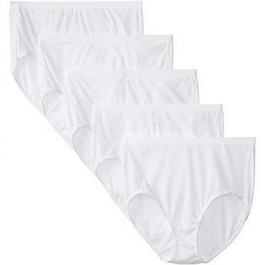 Fruit of the Loom Women's Cotton Briefs Lady's Underwear Panties (White, 5) 5 Pack