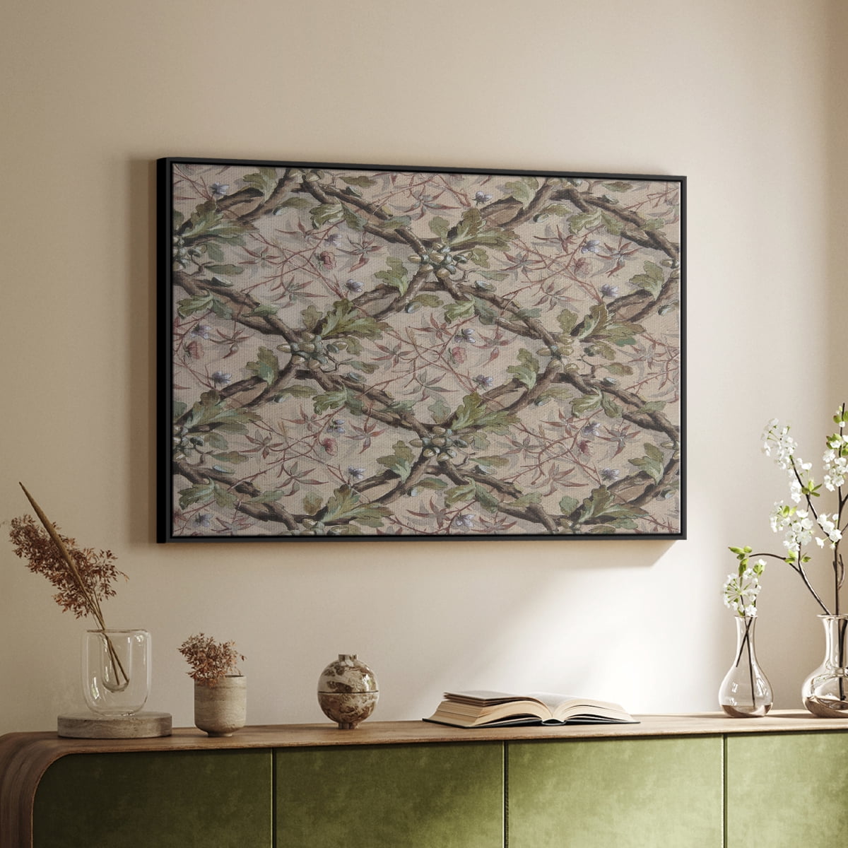 Vintage Abstract Print-IV Framed in Black Wood Gallery Wrapped Canvas 27 in. x 41 in.