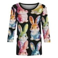 thumbnail image 6 of UVEASISHA Cute Dressy Tops for Women 3/4 Sleeve Colorful Bunny Printed Tshirt Crew Neck Holiday Easter Sparkly Party Tops for Family Black S, 6 of 9