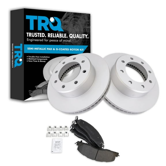 TRQ Front Brake Pad & Rotor Kit Brake Pads Brake Rotor Semi-Metallic Premium G-Coated Fits Select 2009-2010 Dodge Ram 2500 Ram 3500 2012 Ram 1500 2011-2018 2500 3500
