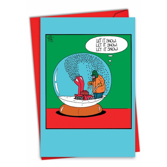 1 Funny Christmas Card with Envelope - Snowglobe Blower C7086XSG