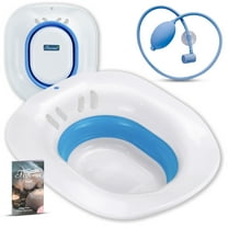 Fivona Expandable Sitz Bath Seat for Epsom Soak Over the Toilet Basin with Hand Flusher Blue