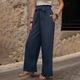thumbnail image 6 of JJHGVB Palazzo Pants Wide Leg Pants Woman Women's Fashion Clothes For Every Occasion Cotton Linen Cardigan Summer Chic Womens Casual Pants Women'S Pants Blue 1 XL, 6 of 9
