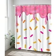 thumbnail image 3 of Donut Shower Curtain Colorful Pink Dessert Bathroom Decorated with Delicious Food Bakery Themed Melting Ice Cream Shower Curtain Bathroom Set 71x72in YLLGSE075, 3 of 6