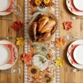 thumbnail image 5 of Thanksgiving Pumpkins Table Runner - 72 Inch Long Fall Maple Leaves Berries Tan Plaid Cotton and Linen Blended Dress Scarves Farmhouse Table Runner for Kitchen Dining, Coffee Table, 13" x 72", 5 of 8