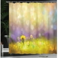 thumbnail image 4 of Ambesonne Floral Shower Curtain, Yellow Dandelion Field, 69"Wx70"L, Purple Green, 4 of 5