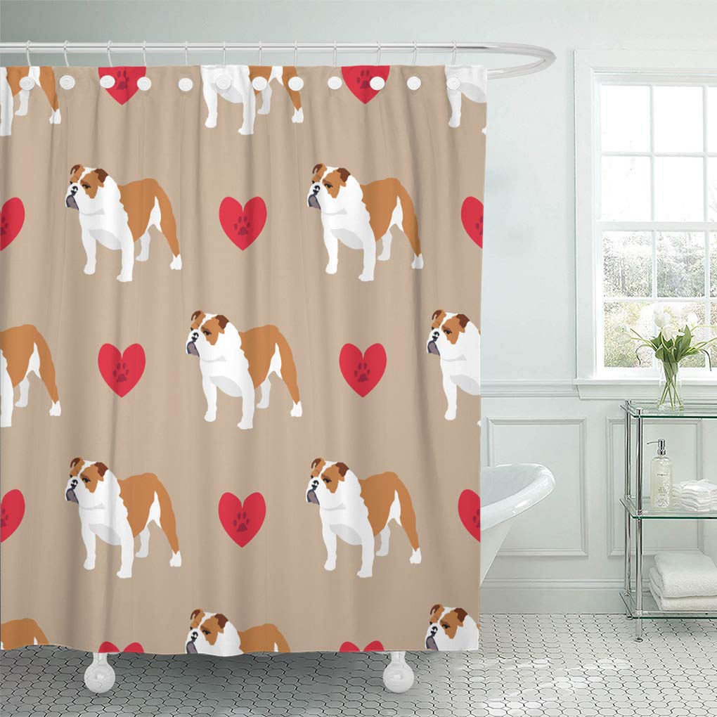 SUTTOM Adorable English Bulldog Seamless Pattern Colorful Background Breed British Shower