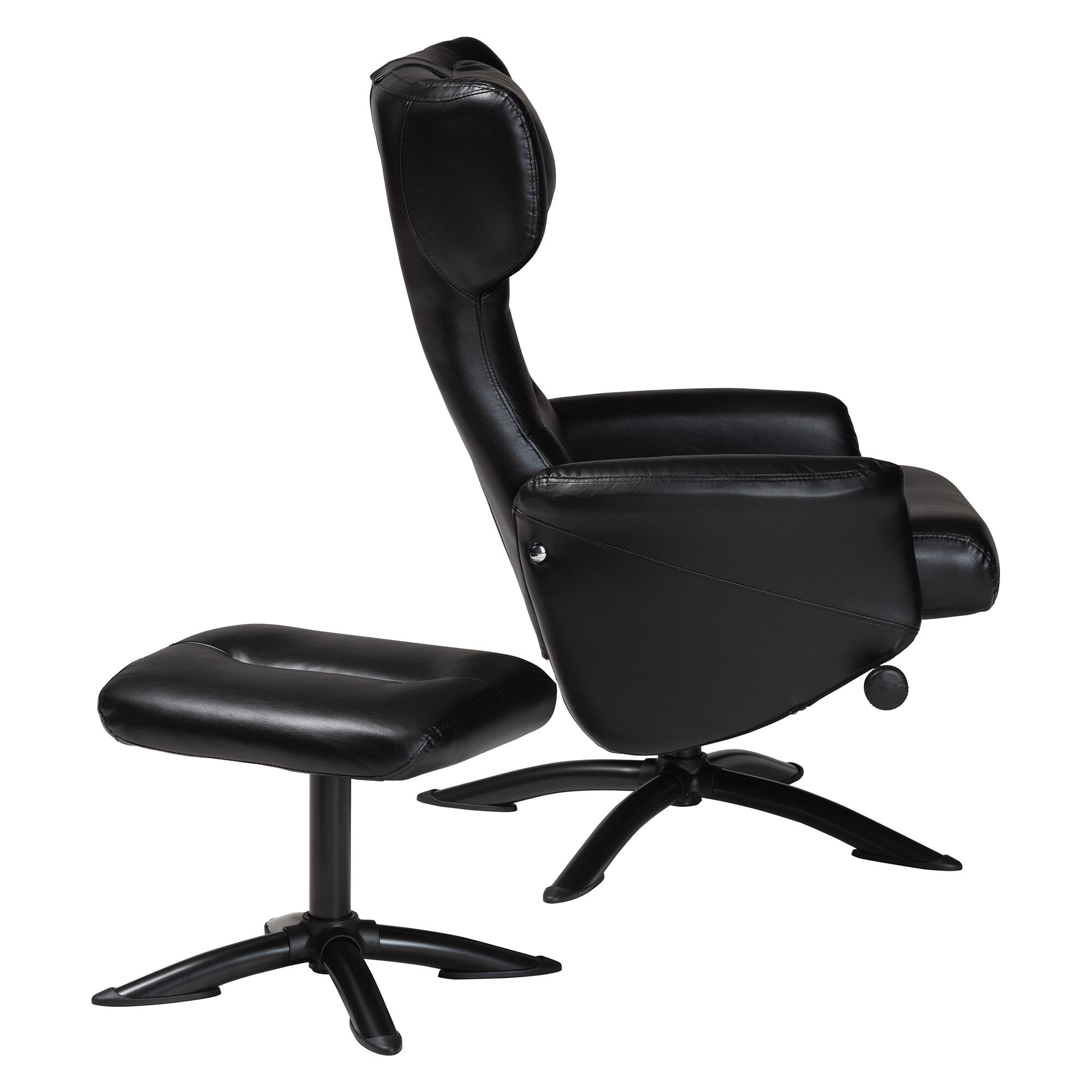 Baxton Studio Elwood Modern Lounge Chair and Footrest Set, 2-Piece, Black