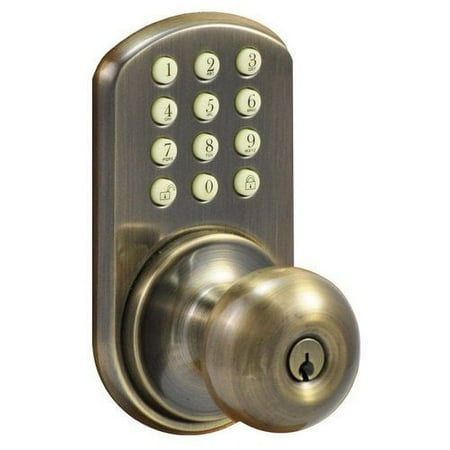 MiLocks HKK-01AQ Touchpad Electronic Door Knob, Antique Brass