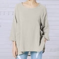 thumbnail image 2 of Blusa de manga larga sólida informal de moda para mujer Blusas de cuello redondo Blusas Camisas Pompotops  FGAJ10871, 2 of 9